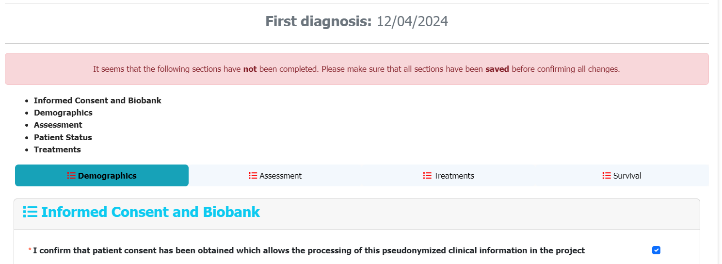 First diagnosis pending confirm all changes