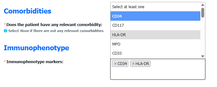 Multiple choice selection dropdowns